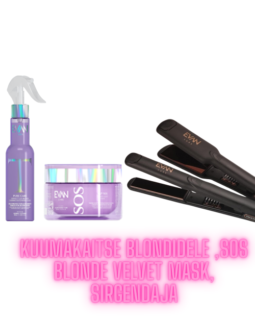 Ettetellimisega komplekt- kuumakaitse blondidele, SOS Blonde Velvet mask, sirgendaja